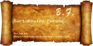 Bartakovics Ferenc névjegykártya